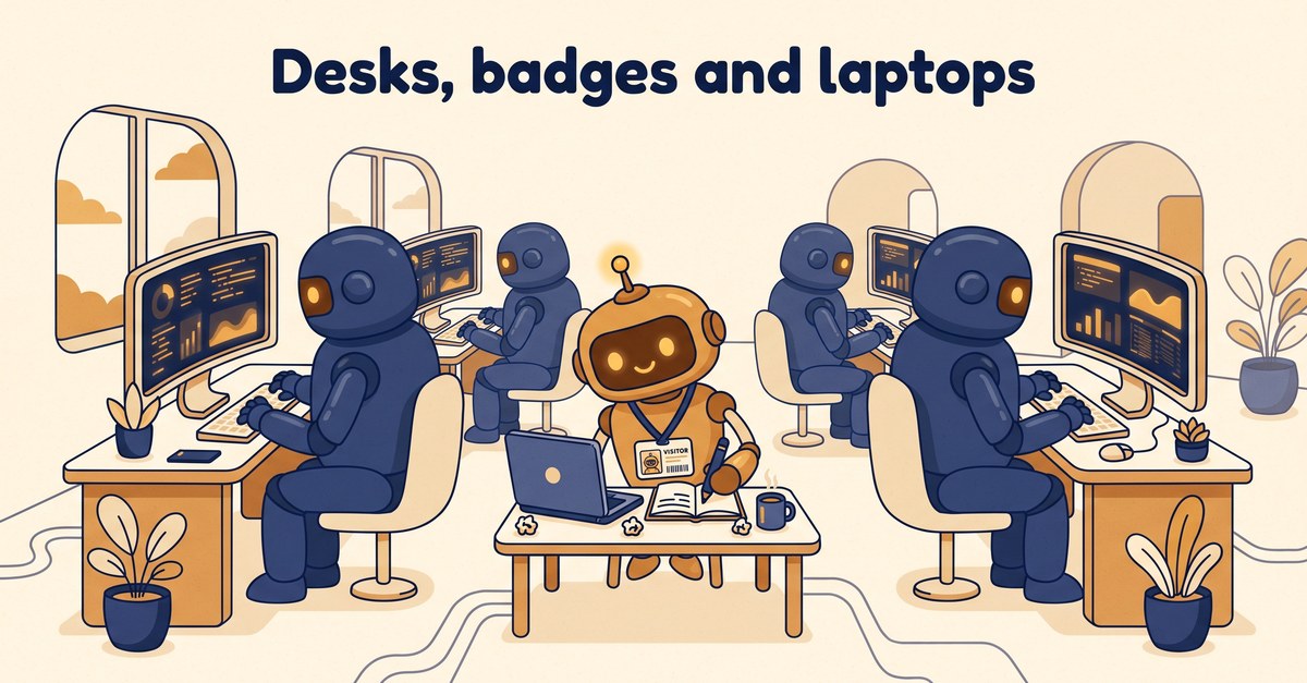 Desks, badges and laptops